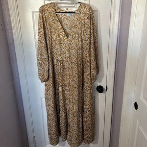 Kervology Yellow and Navy Prairie Maxi Dress- 3XL